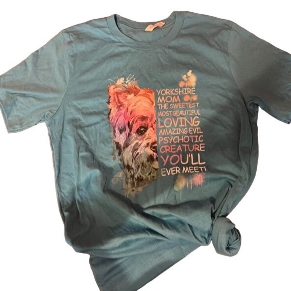 Yorkshire Terrier‎ mom blue Graphic T-Shirt Short-Sleeve Crewneck Bella + Canvas
